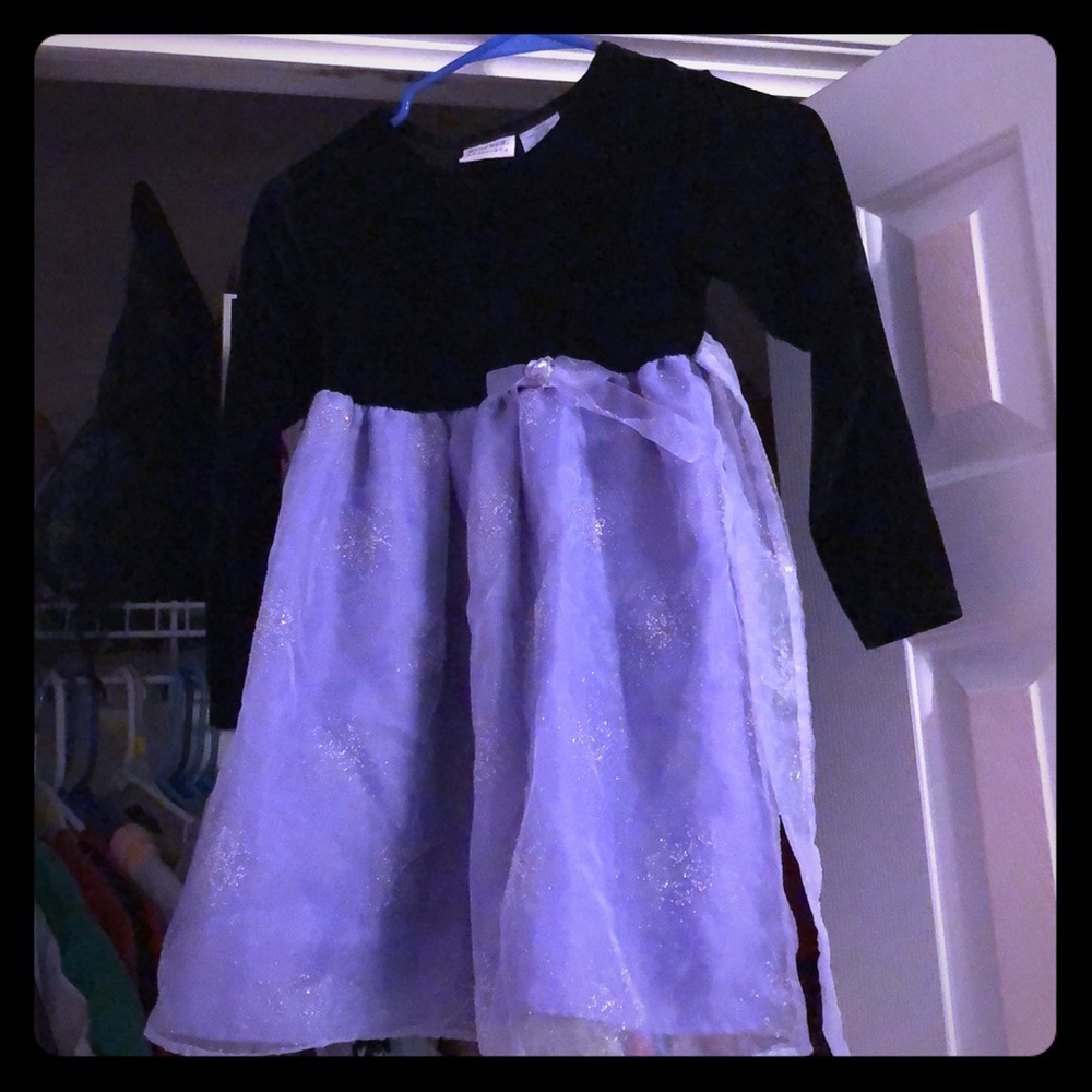 Girls black and purple formal dress